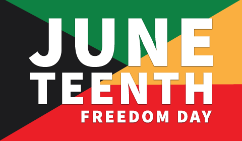 Juneteenth flag with text