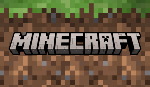Minecraft banner with pixelated background and Minecraft logo 