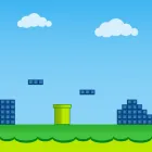 Retro pipe game with clouds and blocks.