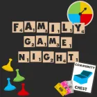 Family game night with game pieces.
