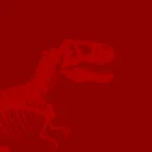 Red background with T-Rex 