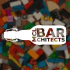 BARchitects logo behind LEGO background