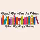 Read between the vines with books and a wine glass. Silent reading meet-up as text underneath.