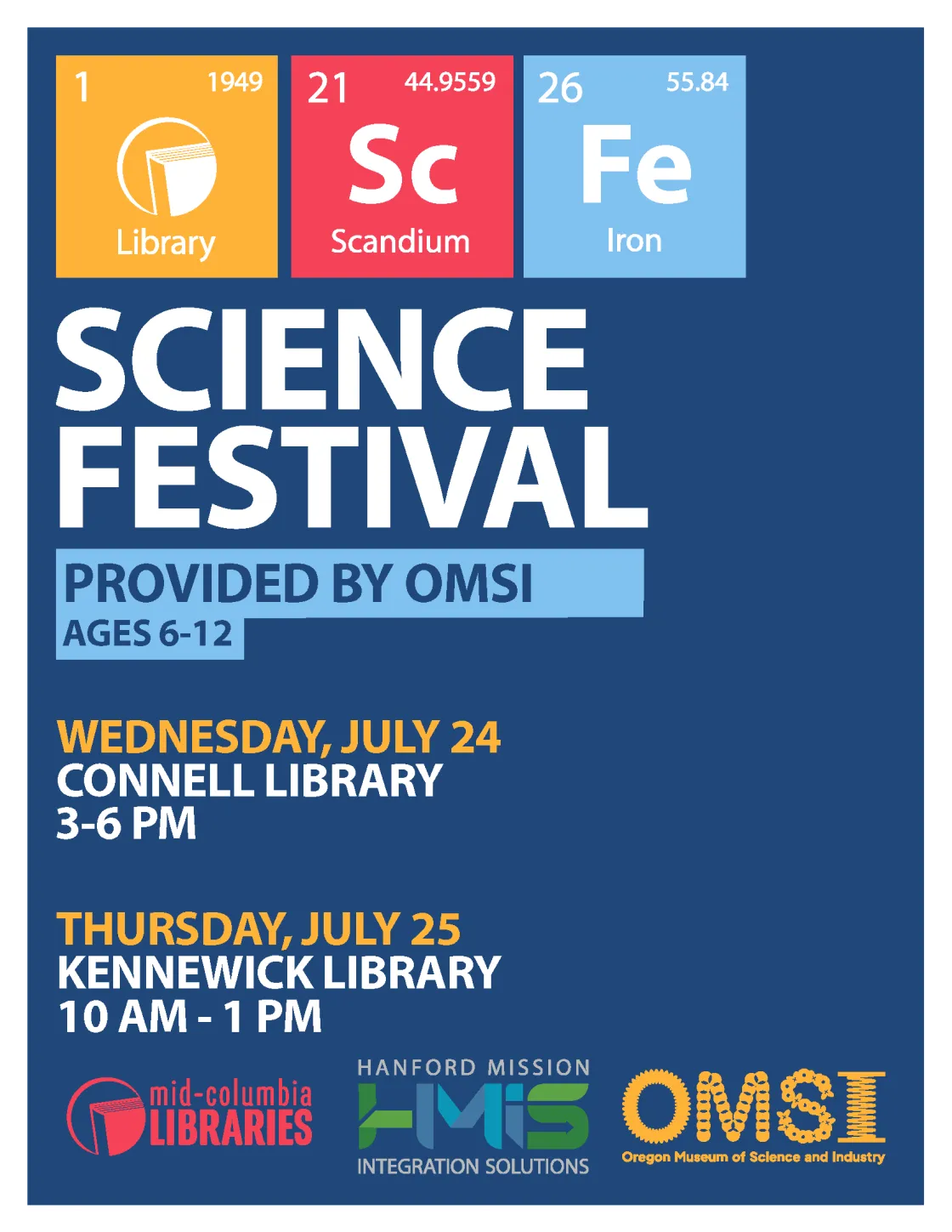 Poster with details on the science festival provided by OMSI.