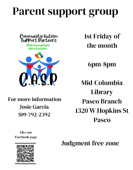 Flyer with information about parent support group