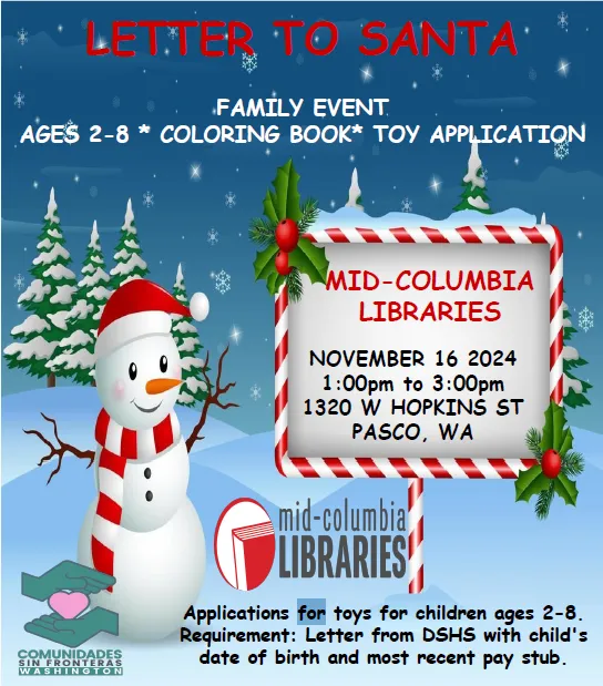 poster about letters for santa event from communidades sin fronteras