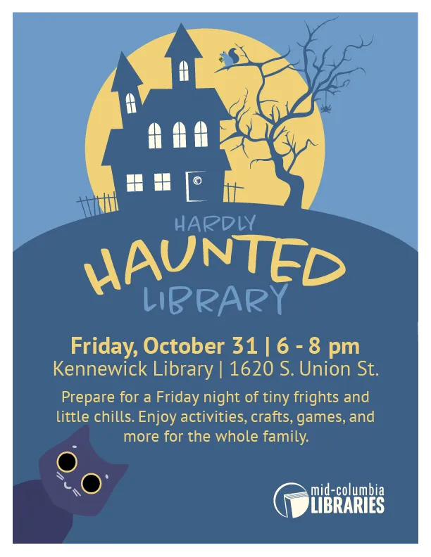 Poster for hardly haunted library event.