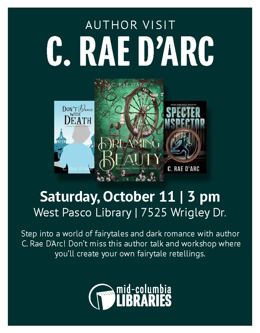 Poster for author visit in West Pasco