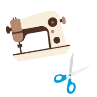 Sewing machine and a pair of scissors