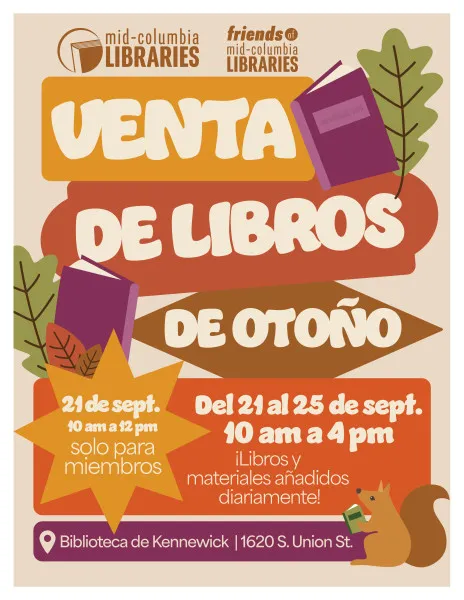 Fall Book Sale 2023 Poster Spanish