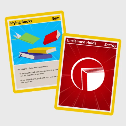 Trading cards with Mid-Columbia Libraries logo.