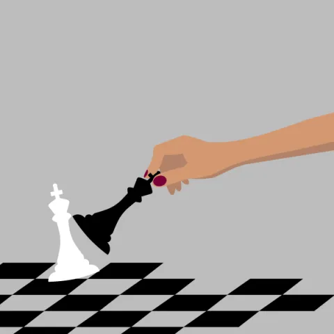 Black and white chess board and piece.