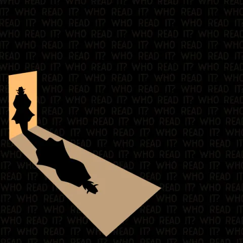 Clue figure in doorway cast in shadows.
