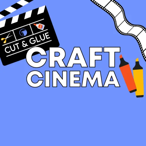 Craft Cinema title with markers with clapboard in background