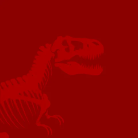 Red background with T-Rex 