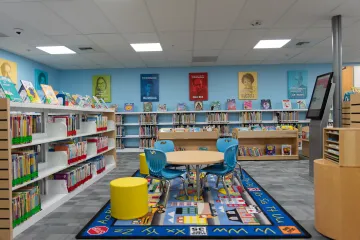Interior photo of the Othello library in the children's area 